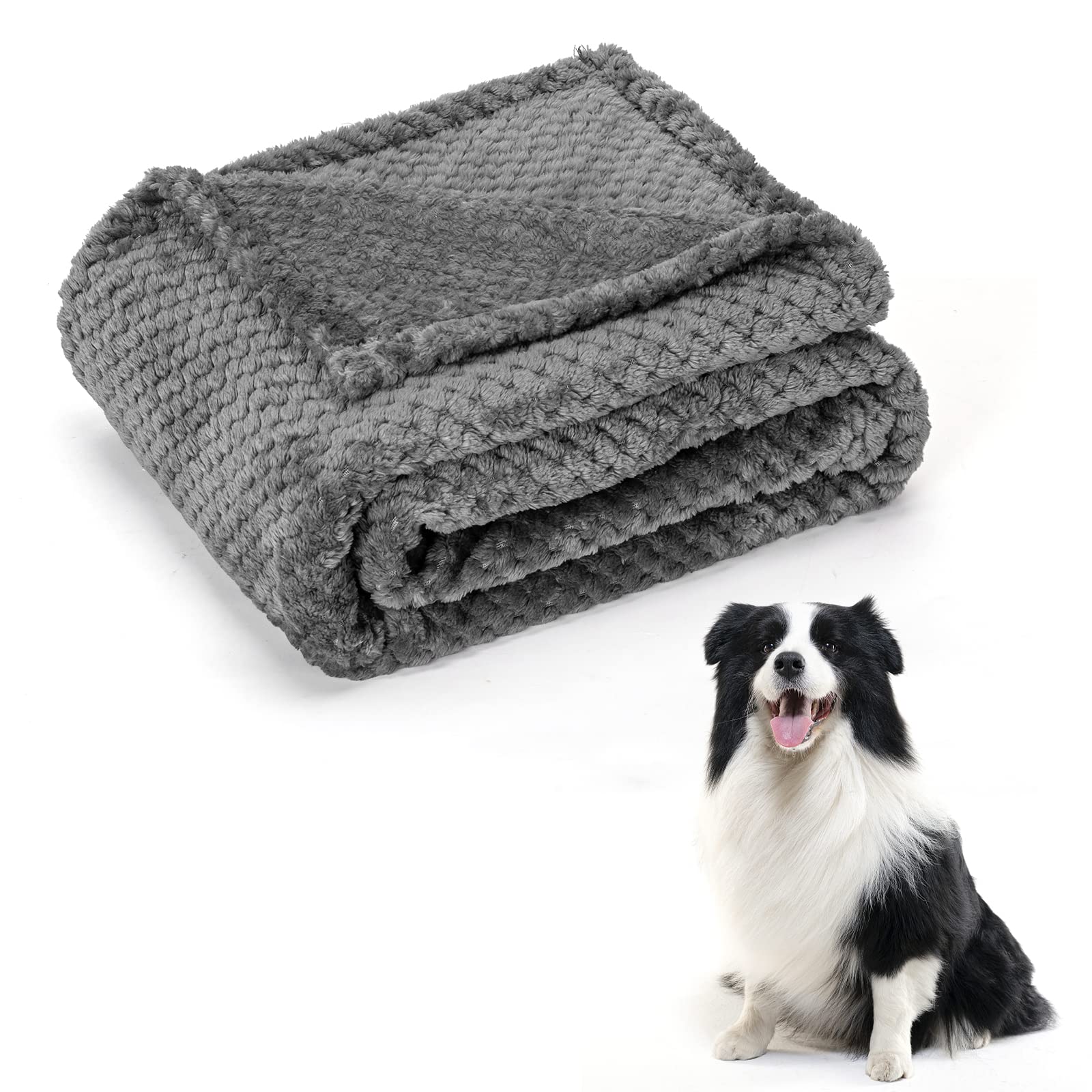 Nobleza Dog Blanket 120x100cm Fluffy Fleece Pet Blankets for Cat Puppy Washable Soft Warm Kitten Sleep Mat Bed Pad Grey