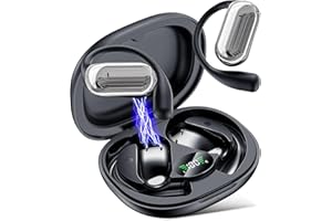 EUQQ Open Ear Headphones - Bluetooth 5.4 Sport Earbuds for Running, Ultra Comfort Open Earbuds Wireless with IP7 Waterproof, 50H Playtime & Stereo Sound,Jet Black