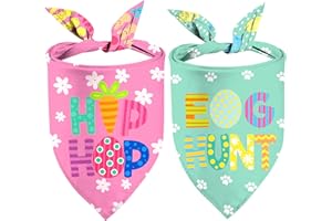 YAOFAVO Easter Dog Bandanas 2 Pack, Hip Hop Egg Hunt Bunny Dog Scarfs for Boy and Girl, Pet Scarves for Easter Bandanas Bulk for Dogs Large Medium