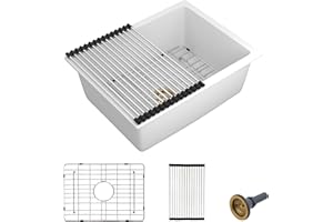 Fulorni 22"x17" Undermount Wet Bar Sink - White Granite Composite Quartz Classic Single Bowl Under Counter Small Kitchen Bar Prep RV Sink Basin