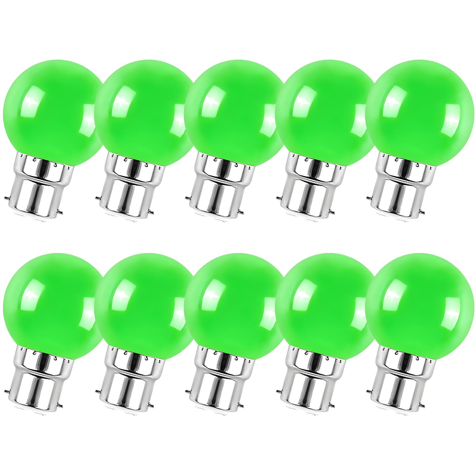 Jiotouhu 10x B22 Bayonet Cap LED Coloured Light Bulb Mini Globe Golfball Bulbs for Outdoor Patio Garden Party Christmas(Green)
