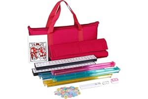 Nova Microdermabrasion American Mahjong Mah Jongg Set 166 Tiles 4 All-in-One Color Rack/Pushers Red Soft Bag Full Size Complete Mahjongg Ma Jong Set (Red)