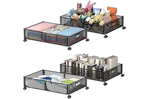 Uyokcnie Under Bed Storage Containers, Under Bed Shoe Storage With Wheels, Foldable Bedroom Storage Organization with Handles, Under Bed Storage Bins Drawer For Clothes, Blankets And Shoes, Bedding