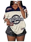 RoseSeek Women's Number Graphic Mesh Jersey Shirt V