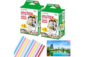 HEROFIBER Fujifilm Instax Mini Instant Camera Film: 40 Photo Sheets, 204 Colorful Corner Photo Stickers. for Fuji Mini Series Cameras - Capture Memories Anytime