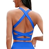 ZINPRETTY Womens Longline Sports Bras Strappy Open Back Workout Tank Tops Medium Support Criss Cross Athletic Yoga Top