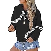 XKBHYD Womens Baseball Hoodie Baseball Sweatshirts Long Sleeve Tops Lightweight Hoodie Workout Shirt