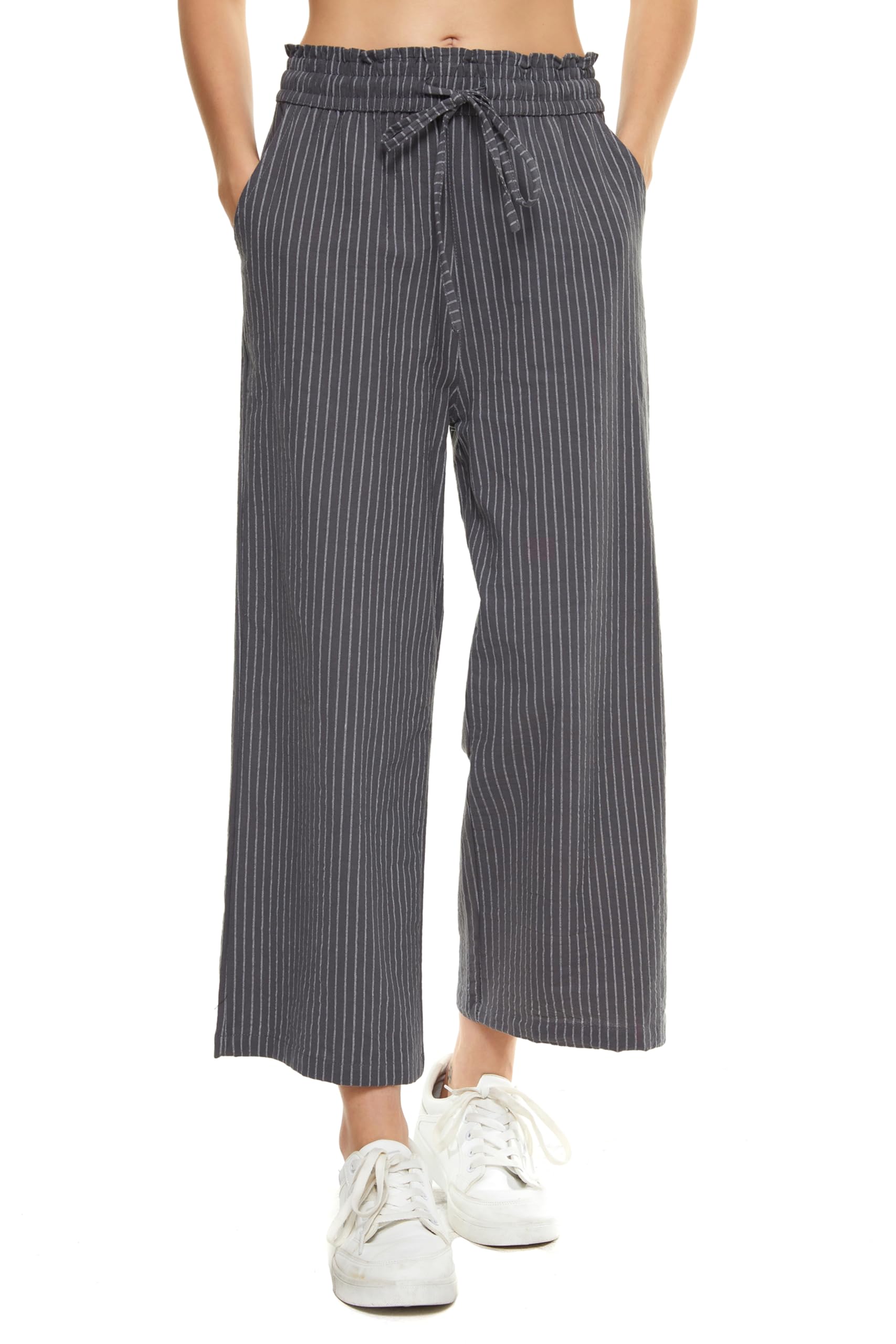 Photo 1 of *SMALL SIZE, SHORT* LNX Womens Linen Pants High Waisted Wide Leg Drawstring Casual Loose Trousers with Pockets S