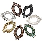 SUNNYCLUE 28Pcs Mini Photo Frame Charm Oval Charms Mixed Color Alloy Tray Blanks Settings Bouquet Vintage Picture Frames Charm for Jewelry Making Charms Bridal Wedding Brides Graduation Photos Craft