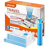 UPGOGO Vacuum Travel Bags Combo 6 Pack - Space Saver Vacuum Storage Bags for Clothing, Blankets, Pillows - Travel Essentials
