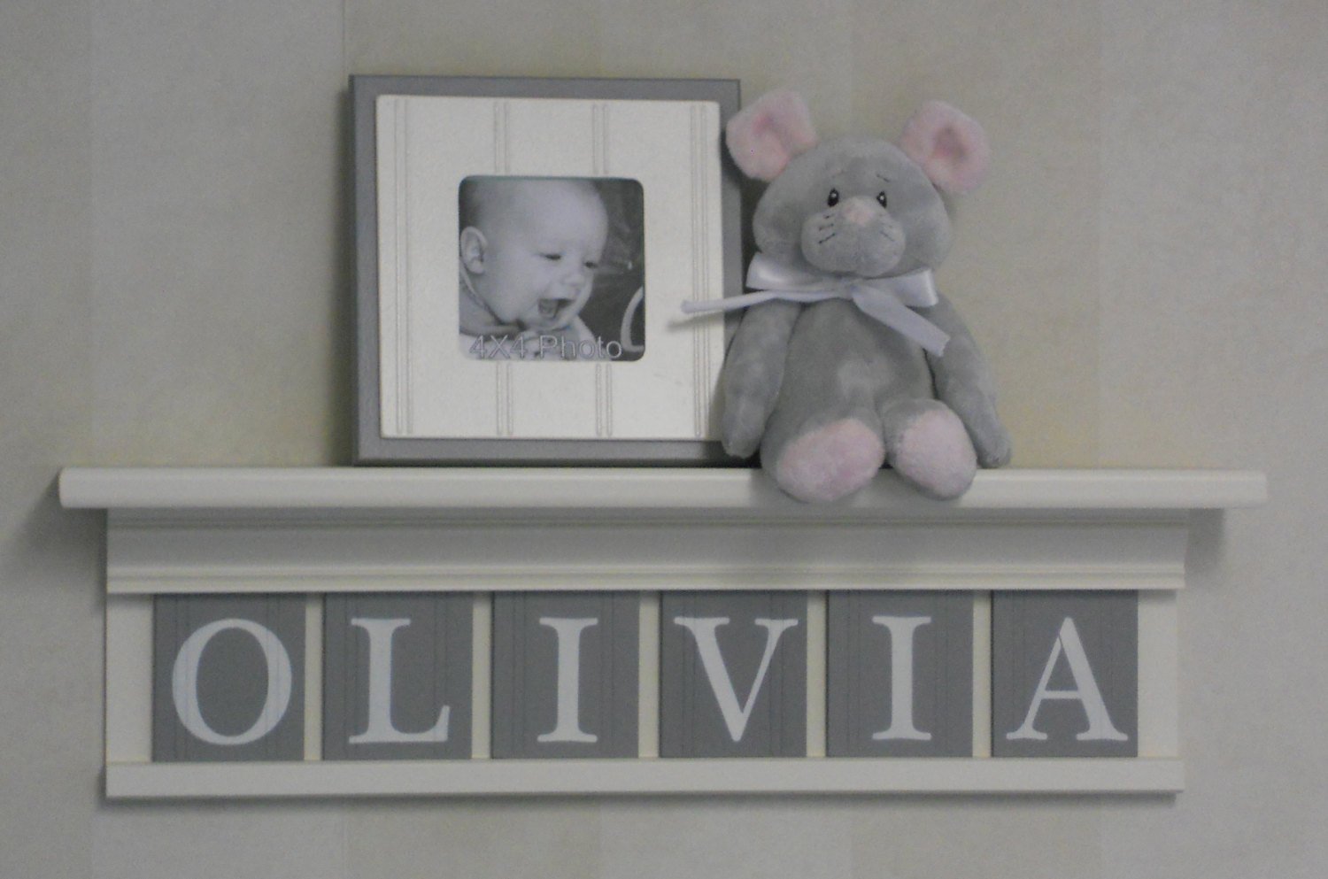 baby girl nursery shelves