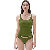 SUUKSESS Women Padded Cotton Ribbed Long Tank Tops Casual Summer Going Out Sleeveless Scoop Neck Basic Cami Tops