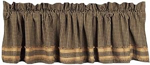 Home Collection by Raghu Newbury Gingham Black with Oat Trim Black and Oat Valance, 72 by 15.5