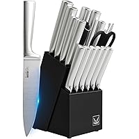 Knife Set, 16 Pieces Kitchen Knife Set with Block, High Carbon German Stainless Steel Knife Block Set with One Piece Design H