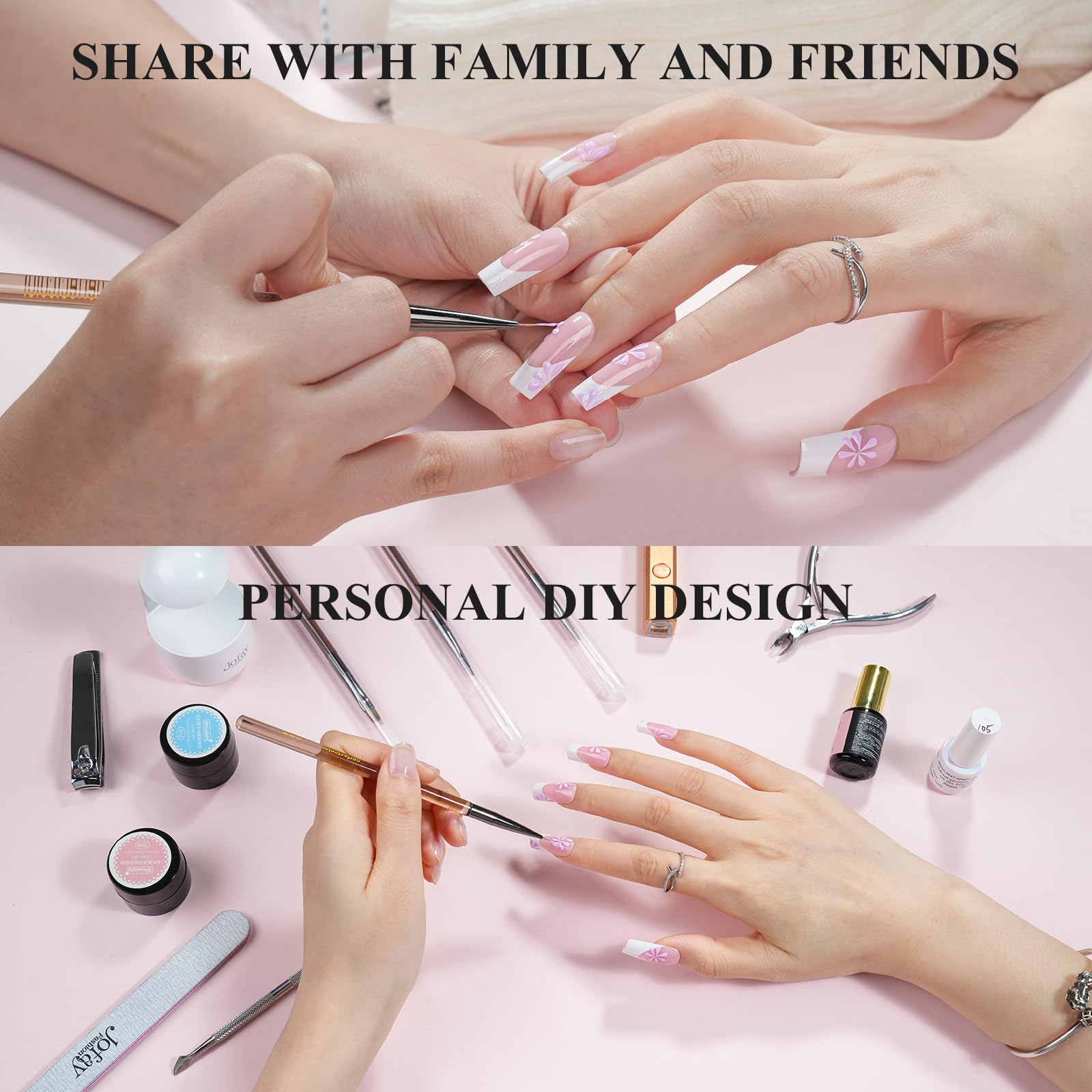 White French Tip, Jofay Fashion Press on Nails, 320Pcs Pink Medium Almond Nails, Pre-applied Tip Primer & Base Coat, Salon Fake Nails, 16 Sizes - Image 7