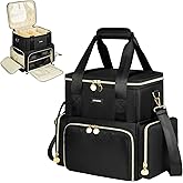 Jaffzora Extra Large Makeup Bag with 3 Removable Cases, Double Layers Travel Cosmetic Storage Organizer Bag with Detachable Dividers, Black