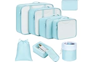 DIMJ Packing Cubes for Travel - Luggage Organizer Bags 8 Pcs Packing Cubes for Suitcases Lightweight Suitcase Organizer Bags set with Makeup Bag for Travel Accessories (Blue)