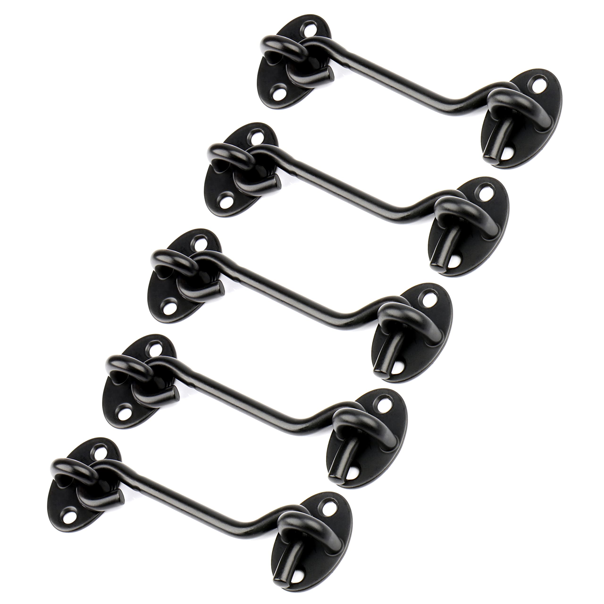 Photo 1 of Lokytobi 5Pack 4” Privacy Hook and Eye Latch Easy Lock for Sliding Barn Door, Wooden Fences, Window, Black (5)