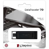 Kingston DT70/128GB DataTraveler 128GB USB Flash Drive, USB 3.2, USB-C, Gen1, 80MB/s, Cap Design, Black, Retail.