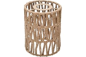AKSIPO 1 Pack Rattan Lamp Shade Small, Boho Mini Lamp Shades Replacement, Vintage Hanging Light Shades, Cylinder Woven LampShades for Floor Lamps Pendant Light Chandelier Wall Sconces Light Fixture Shades