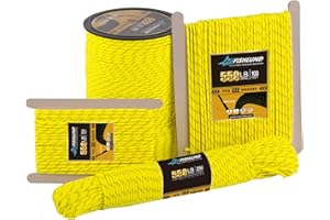 FISHLUND Reflective Paracord 550 lb, 7 Strand Type III Paracord Rope 100ft 4mm, High Strength Nylon Parachute Cord for Camping, Survival, Fishing, Tactical and Hiking, Neon Yellow