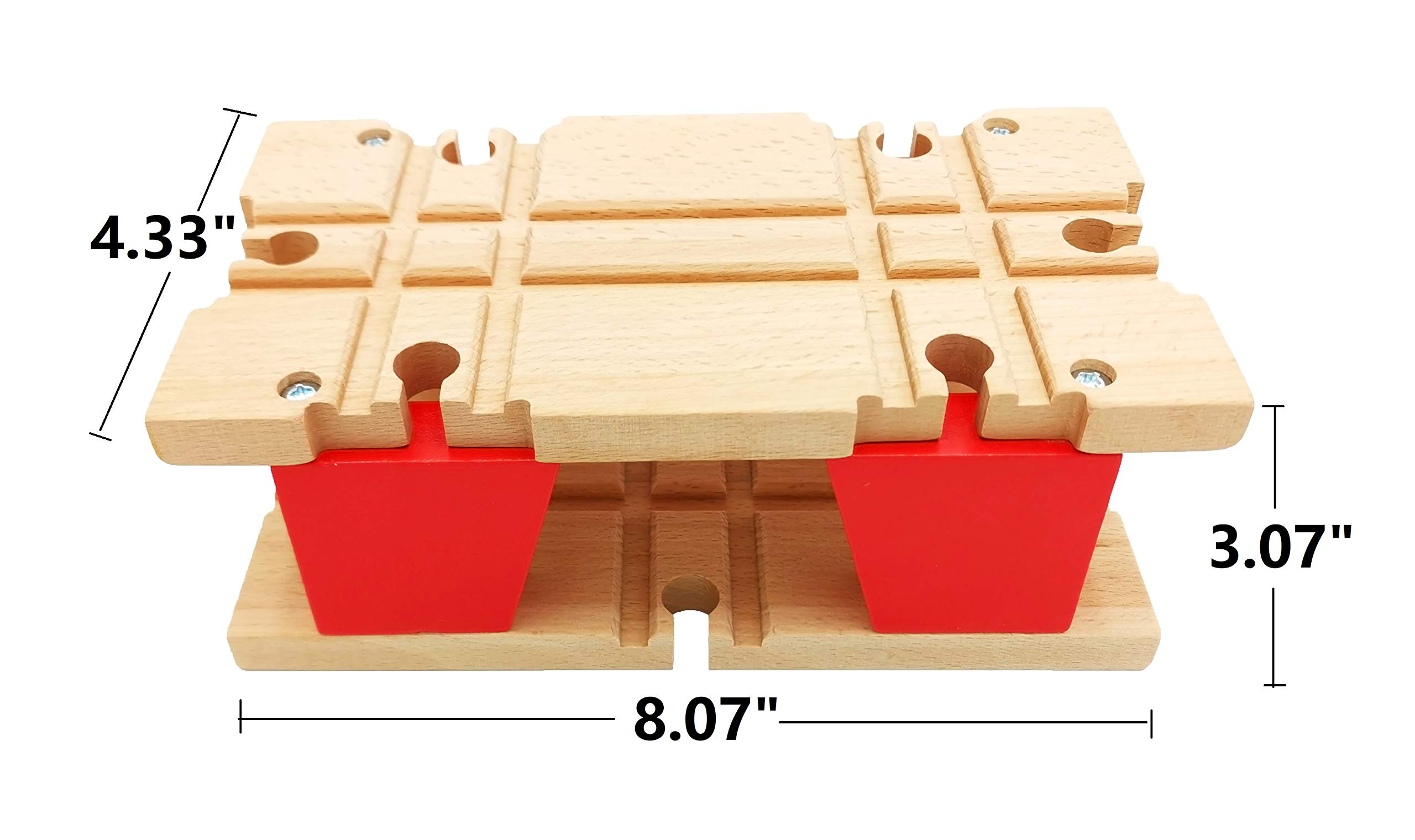 Wooden Train Tracks Accessories Wood Train Tunnel for Railroad Tracks, 2-Level Overpass fits for All Railway Tracks System