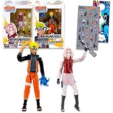 Naruto Action Figure Set - Bundle with Figurines of Uzumaki and Sakura Plus Stickers, More | Naruto Collectible Mini Figures Pack