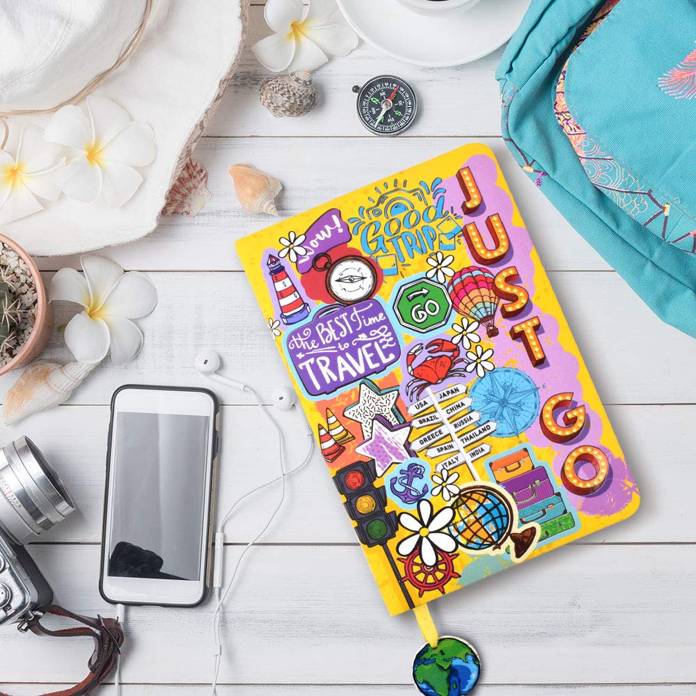doodle Good Trip Travel Notebook Diary with Bookmark Dangler (A5, 80 GSM, 160 Ruled Pages, Hard Bound Foam Padded)