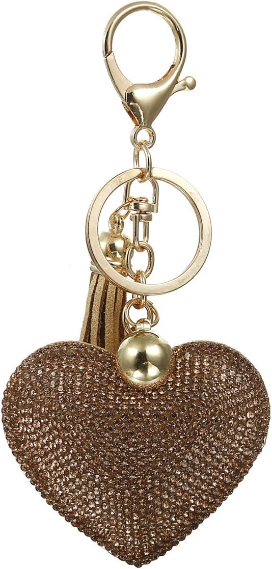 Love Heart Crystal Tassel Keychain Charm Pendant Bag Keyring Gift for Girl Women