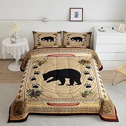 Black Bear Comforter Set Full Rustic Cabin Decor
