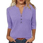JomeDesign Womens Tops 3/4 Sleeve V Neck Shirts Dressy Casual Tunic Blouses Summer Tees