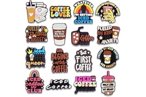 SHEIZSCHY 16Pcs Howdy Medical Coffee Summer Autism Bookish Princess Purple Witch Jesus Plants Dominican Shoe Charms for Croc Bubble Slides Sandals Clogs, Shoe Decorations for Adults Women Girls Boys