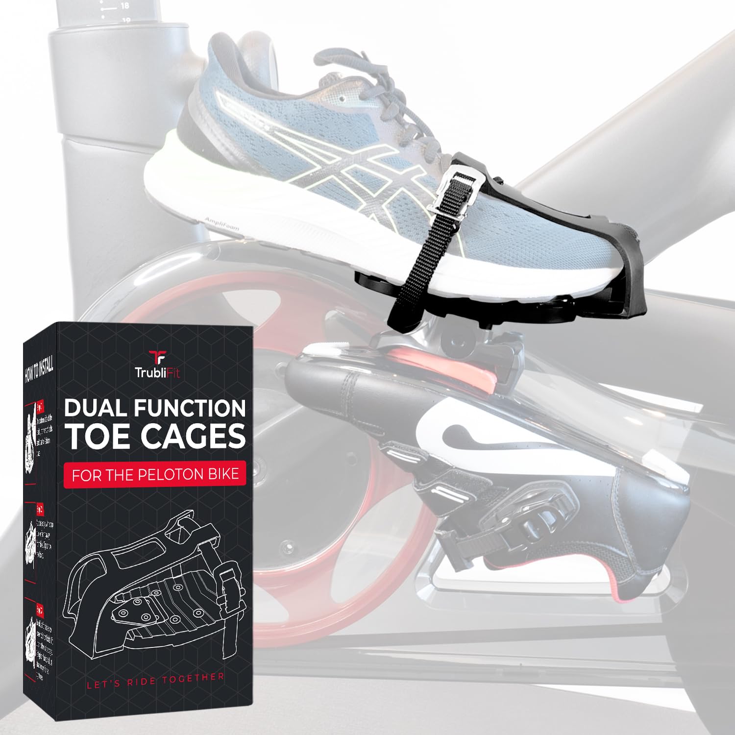 TrubliFit Dual Function Toe Cages - Convert Pedals to Two Sided Toe Cages or Delta Cleats - Compatible with Peloton Bike