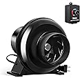 iPower 4 Inch 230 CFM Inline Duct Ventilation Fan with Speed Controller, Quiet Vent Blower for Hydroponics Grow Tent, Greenhouse Air Circulation, Upgrade