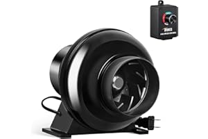 iPower 4 Inch 230 CFM Inline Duct Ventilation Fan with Speed Controller, Quiet Vent Blower for Hydroponics Grow Tent, Greenhouse Air Circulation, Upgrade