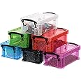 BTSKY 6 Colors Mini Small Plastic Storage Box with Locking Lid Clear Plastic Organizer and Assorted Color Boxes Hold Crafts, Stationery, Jewelry, Sewing and More in Office or Home Supplies