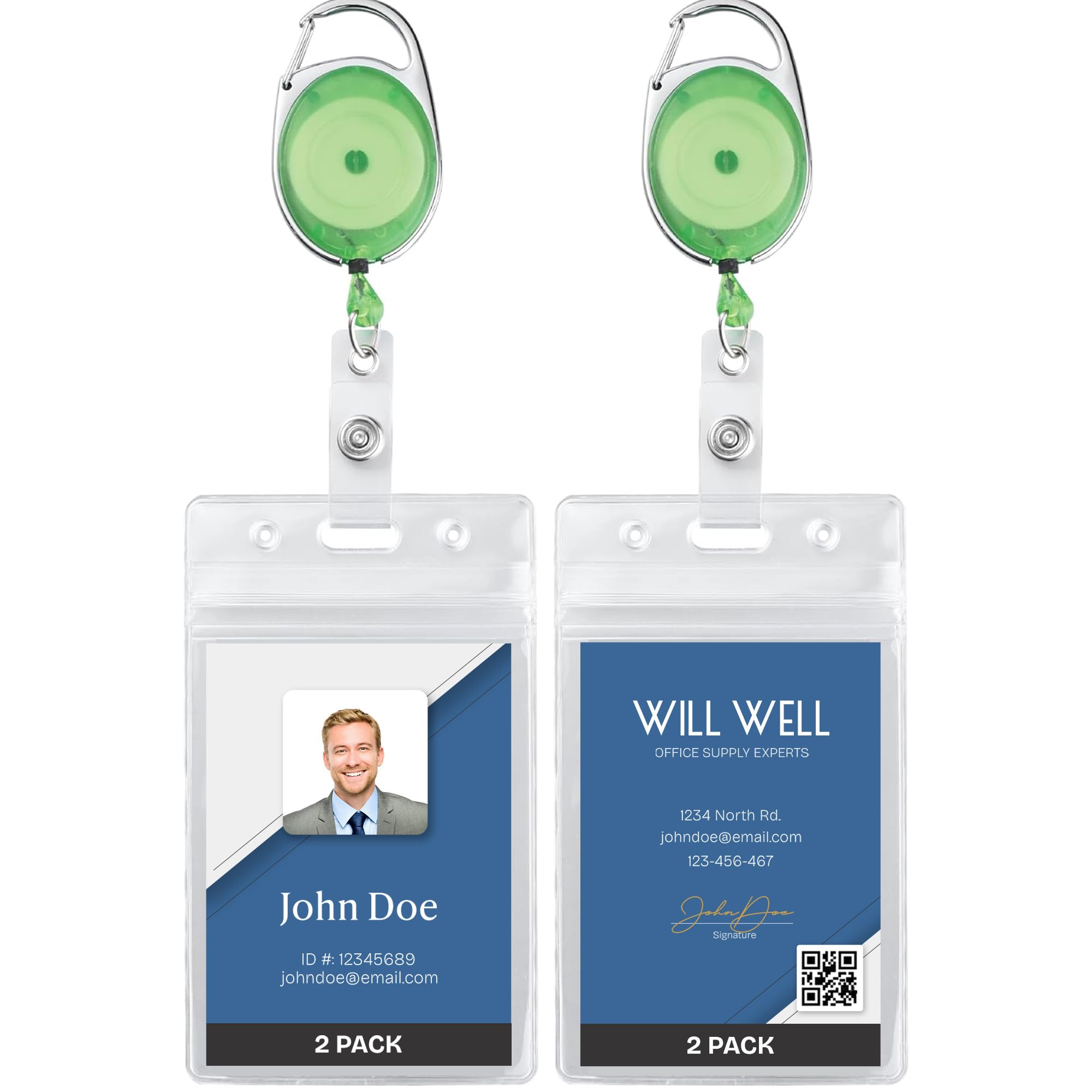 Will Well ID Badge Holders with Clip and Keyring