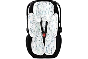 DILIMI Infant Car Seat Insert, 2-in-1 Carseat Head Support for Newborn, Soft Baby Head Support for Car Seat, Stroller, Bouncers, Green Leaf