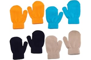 YCKZEU 4 Pairs Toddler Mittens,Warm Toddler Gloves for 1-4 Years Old Girls Boys, Knit Stretch Kids Mittens