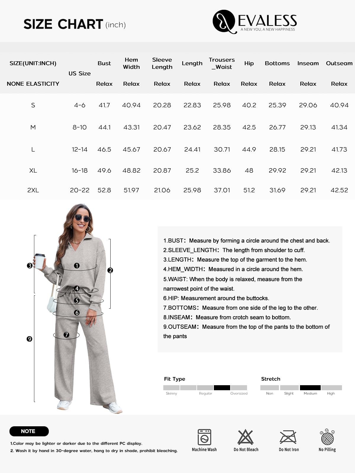 EVALESS 2 Piece Sets for Women Fall Spring 2025 Lounge Sets Casual Long Sleeve V Neck Sweatshirt and Wide Leg Sweatpants Sweatsuit Matching Sets Women Outfits Clothing Gray Medium - Image 6