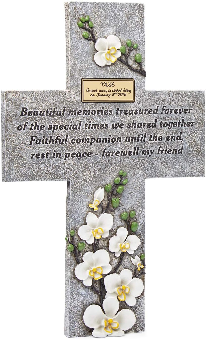 Orchid Valley Pet Memorial Grave Marker Cross Suitable for Any Animal, Cat, Dog, Horse, Guinea Pig, Rabbit etc. Supplied with Blank Plaque to Personalize.