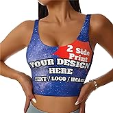 Custom Women's Sports Bra Personalized Photo Name Logo Text Sports Bra Sports Bras for Women