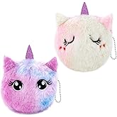 TUCEWP 2Pcs Unicorn Coin Purse Cute Pink Wallet Plush Cartoon Coin Pouch Bling Gradient Purse Small Cosmetic Bag with Zipper Unicorn Earphone Purse Change Pouch Birthday Gifts for Women Teen Girls