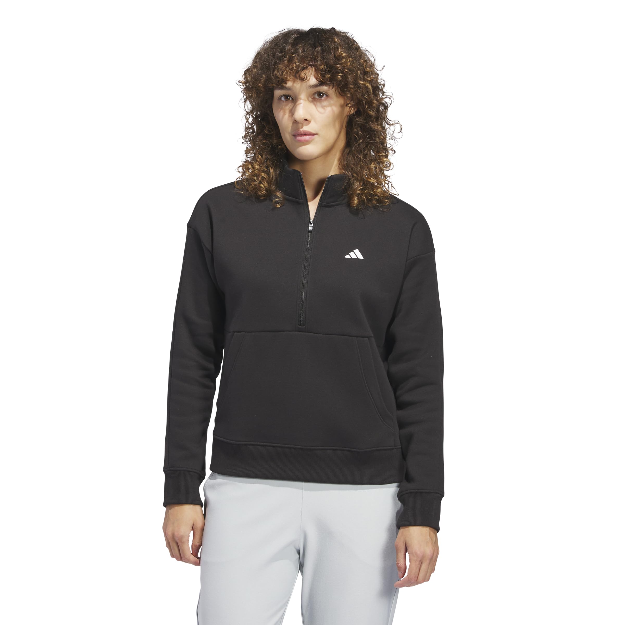 adidas Women’s Quarter-Zip Jacket, Black, Medium