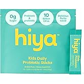 Hiya Kids Probiotic – 10 Billion CFU with Clinically-Studied Strains for Ages 2+, Supports Gut Health & Immune, 0g Sugar – 20 Stick Packs for Toddlers & Kids