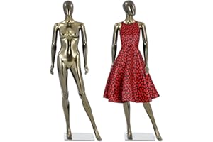 FURNDOOR Female Mannequin Full Body Bronze- Adjustable Dress Form Display Mannequin Clothing Form Plastic Detachable Manequins Stand Metal Base