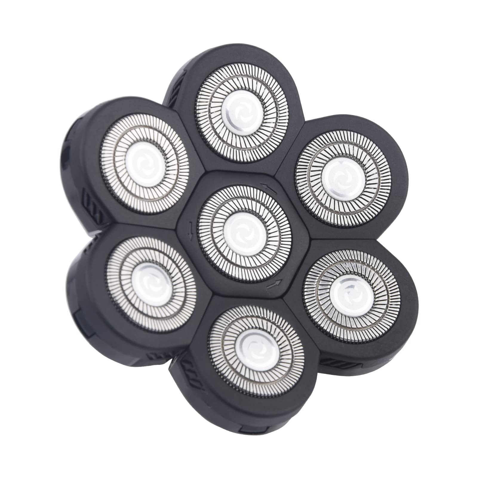 7 Heads Electric Shaver Blades, Floating Washable Blade Electric Razor Shaver Head Replacement for Men(Black Silver)