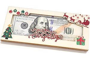 Mason Life Christmas Money Holders for Cash 1Pcs with Xmas Tree Pattern Wooden Money Box Christmas Cash Gift Envelopes Decorations Gift for Family, Friends, Colleagues, Employee, Students.