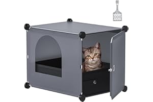 Snughome Cat Litter Box Enclosure with Cat Litter Scoop, Hidden Cat Litter Box Splash Guard, Hidden Privacy Cat Washroom with Door for Cats (Cat Litter Box Included), 15.94’’L x 11.81’’W x 12.2’’L