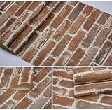 Okydoky Brown Brick Peel Stick Wallpaper Self Adhesive Vinyl Waterproof Vintage view 4